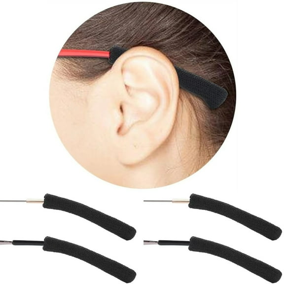 Artrylin 2-Pair Anti-Slip Elastic Comfort Eyeglasses Temple Tips Sleeve, - Anti-Slip Glasses Arm Covers for Round/Square Frames, Soft Ear Hook Sleeves Prevent Slipping (Black, Fits Most Glasses)