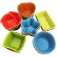 thumbnail image 1 of Artrylin 24 Pack 2 Inch Mini Silicone Cupcake Liners Reusable Baking Cups Nonstick Pastry Muffin Molds Multi-Color Random 4 Shapes (Round, Star, Heart, Flower,Square), 1 of 7