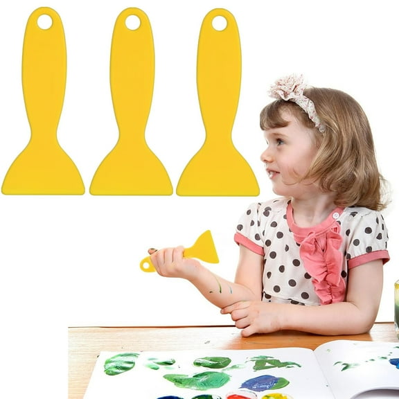 Artrylin 3Pcs Plastic Scraper,Spatula Paint Scrapers Flexible Resin Scraper Putty Knife Air Bubble Remover Sticker Installation Tool for 3D Printing Resin Removal,Spackling,Patching,Decal,Yellow