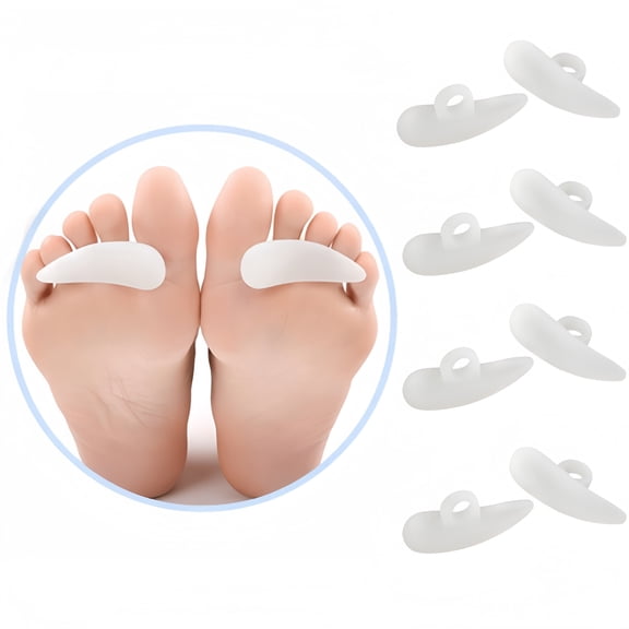 Artrylin 4 Pair Gel Hammer Toe Crest Cushions, Left & Right Hammertoe Support Pads Straightener Corrector for Curled Claw Mallet Overlapping Toes, Soft Pain Relief Foot Care for Men Women White