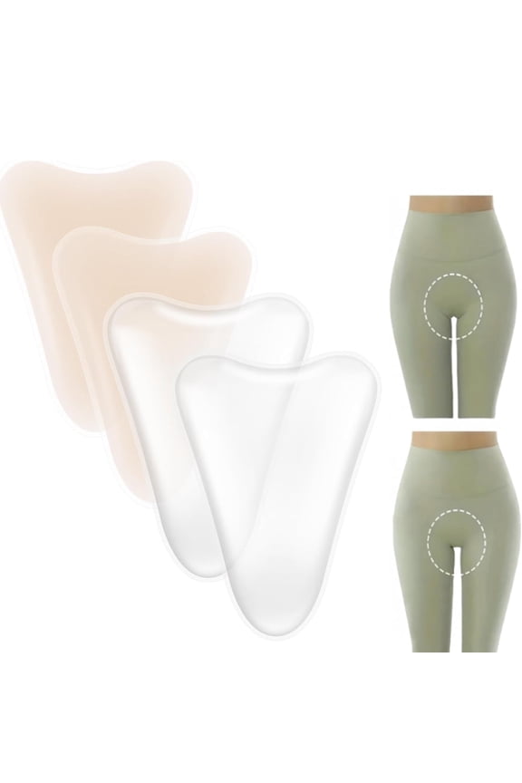 Artrylin 4 Pcs Silicone Camel Toe Concealer Reusable Traceless Invisible Adhesive for Women Leggings Swimwear Waterproof Cover Pad（Transparent/Light Skin Tone）