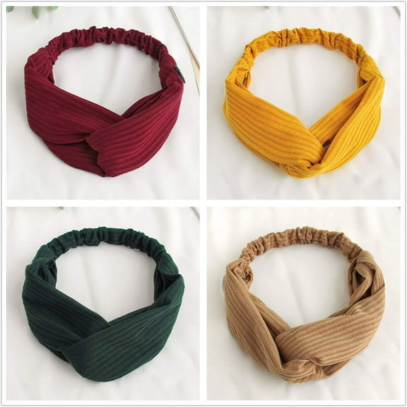 Cribun 6 Pack Women Headband, Button Headband for Nurses Doctors, Yoga Running Headbands Criss Cross Head Wrap Elastic Hair Band