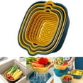 thumbnail image 1 of Artrylin 6 Pieces Drain Colander, 2 in 1 Durable PP Material Detachable Plastic Double Layered Kitchen Colander Strainer Set, Bowl Stackable Set，(Blue/Yelow), 1 of 8