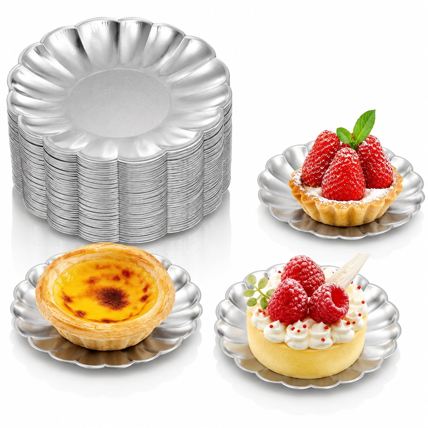 Artrylin 60 Pcs Mini Dessert Plates 3.5 Inch Silver Cupcake Plates ...