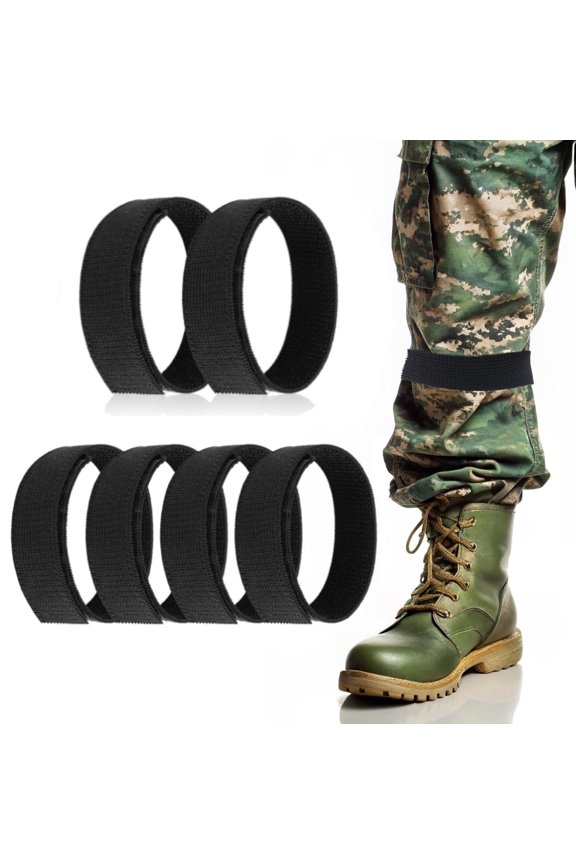 6Pcs Boot Blousers Ankle Hook and Loop, Military Ankle Strap Elastic Military Boot Straps Military Blousing Straps Ankle Hook and Loop Hunting Gardening Hiking Cycling Fishing Military,Black