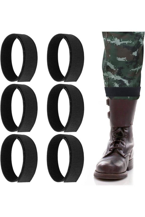 6Pcs Military Boot Blousing Straps - Military Ankle Strap,Ankle Hook and Loop, Boot Bands for Fishing, Hunting, Hiking, Cycling, Gardening, Uniform,Black