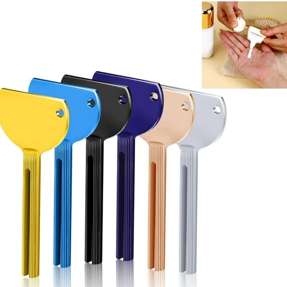 Artrylin 6Pcs Toothpaste Squeezer, 6Color Metal Tube Squeezer Key Manual Tube Roller Tube Presser Ointment Wringer Keys Toothpaste Dispensers for Toothpaste Cosmetic Hand Cream Paint Squeezer Gadgets