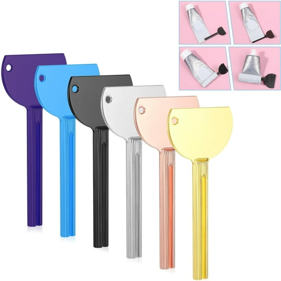 Artrylin 6Pcs Toothpaste Tube Squeezer, Colorful Metal Manual Dispenser Tube Roller Ointment Wringer Keys Practical Tube Key Squeezer Rolling Tool for Bathroom Cosmetic Hand Cream Toothpaste Squeezer