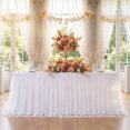 thumbnail image 1 of Artrylin 6ft White Tulle Tablecloth for Rectangle Tables White Table Cloth Rectangle Wrinkle Free Stretch Table Cover with Tutu Skirt for Shower Girls Birthday Party Banquet Buffet Desk Skirt, 1 of 2