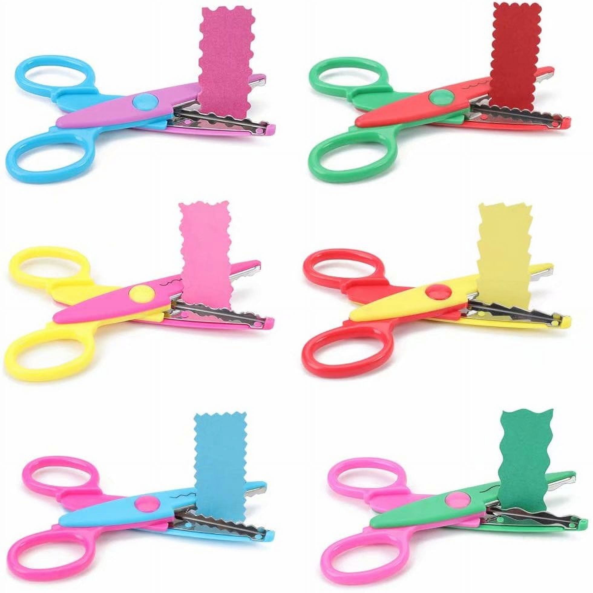 Artrylin Assorted Colors Crafting Paper DIY Craft Scrapbooking Supplies Scissors Decorative Edge Scissors for Teachers Safety 6 Patterns 6 Pack