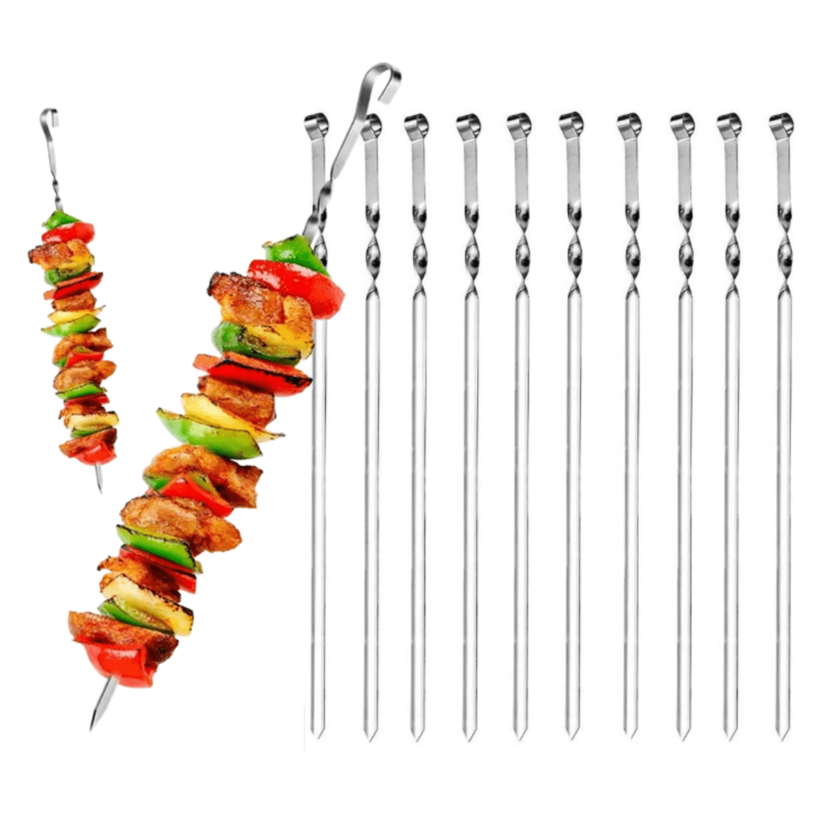 Bbq Skewers Stainless Steel Flat Skewers, Bbq Iron Skewers For Lamb Skewers,  Skewers For Grilled Meat Skewers, Super Easy To Use Bbq Essential Halloween  Christmas Party Favors, Kitchen Accessories Cookware Barbecue Tool