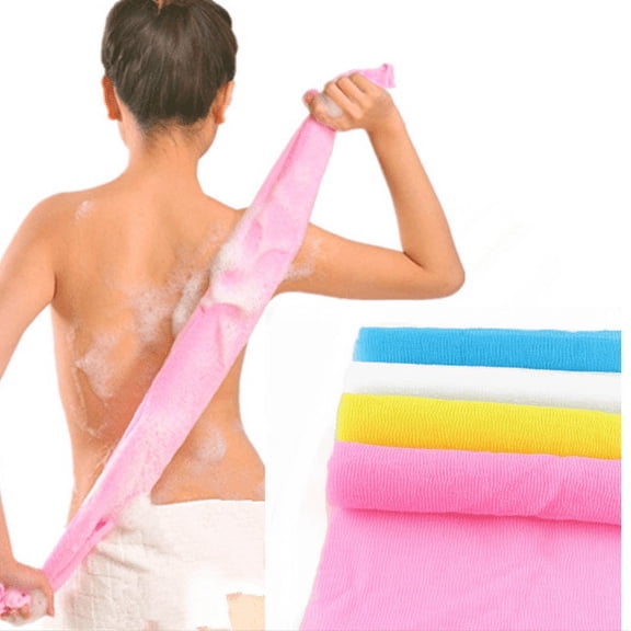 Artrylin Bath Wash Towel Long Exfoliating Nylon Bath Cloth Towel, Shower Washcloth for Body, 35 inches (Random 4 Colors)