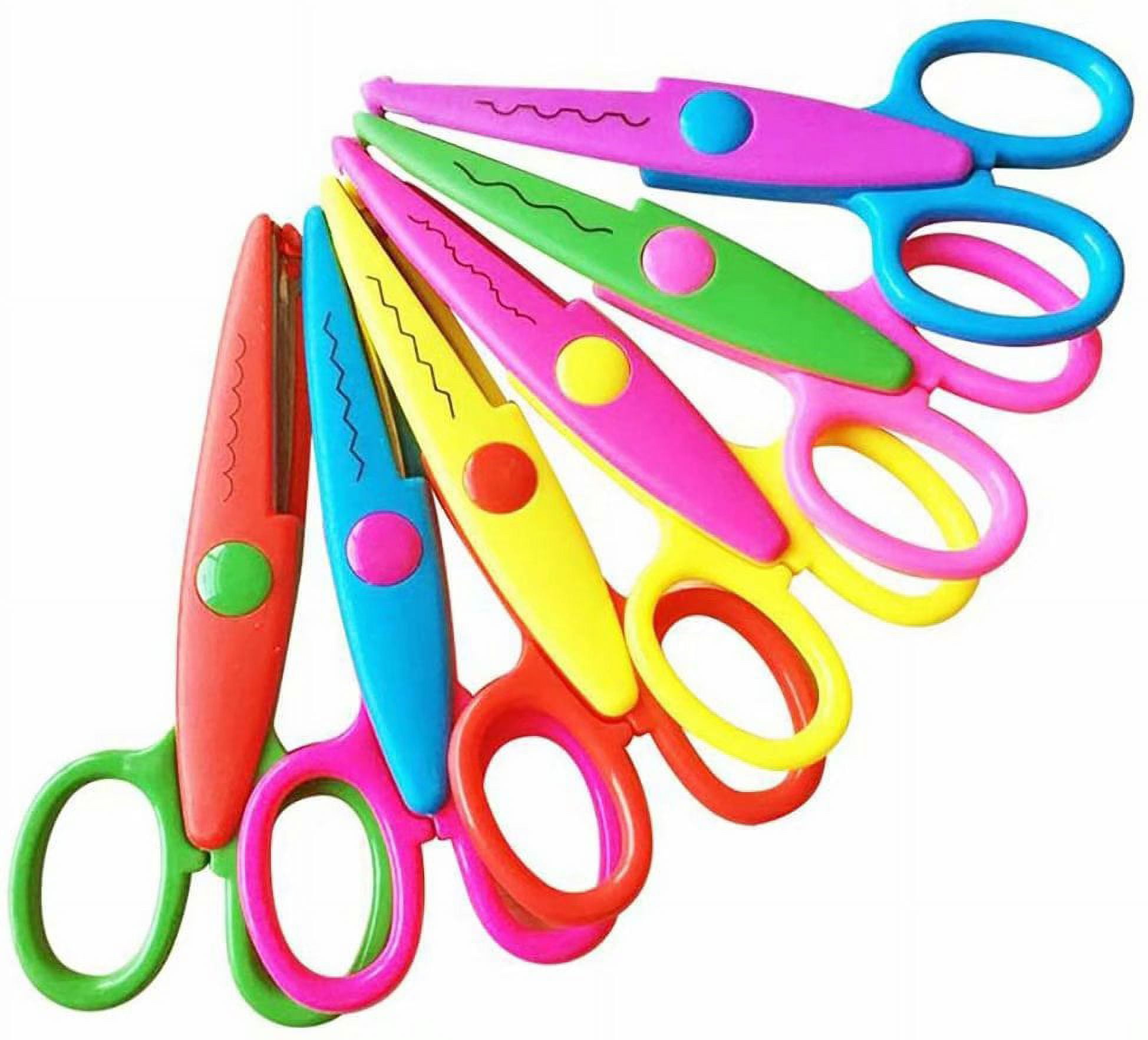Artrylin Colorful Decorative Paper Edge Scissor Set, 6 Kids Craft Scissors, Safety Blade, Comfortable Handle, DIY Craft Scissors Suitable for Children, Teachers, Scrapbooks, Greeting Cards-A
