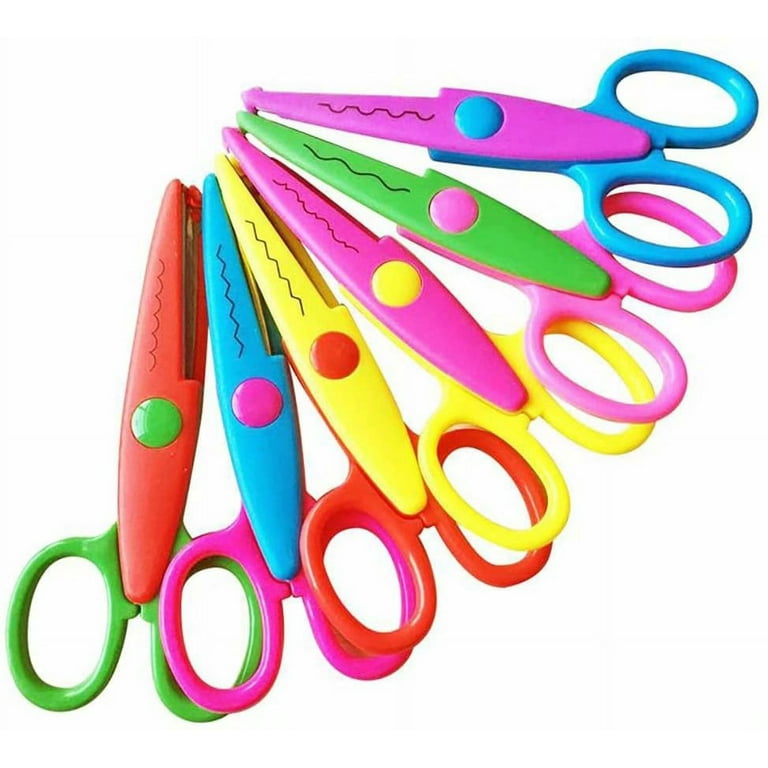 Artrylin Colorful Decorative Paper Edge Scissor Set, 6 Kids Craft Scissors,  Safety Blade, Comfortable Handle, DIY Craft Scissors Suitable for