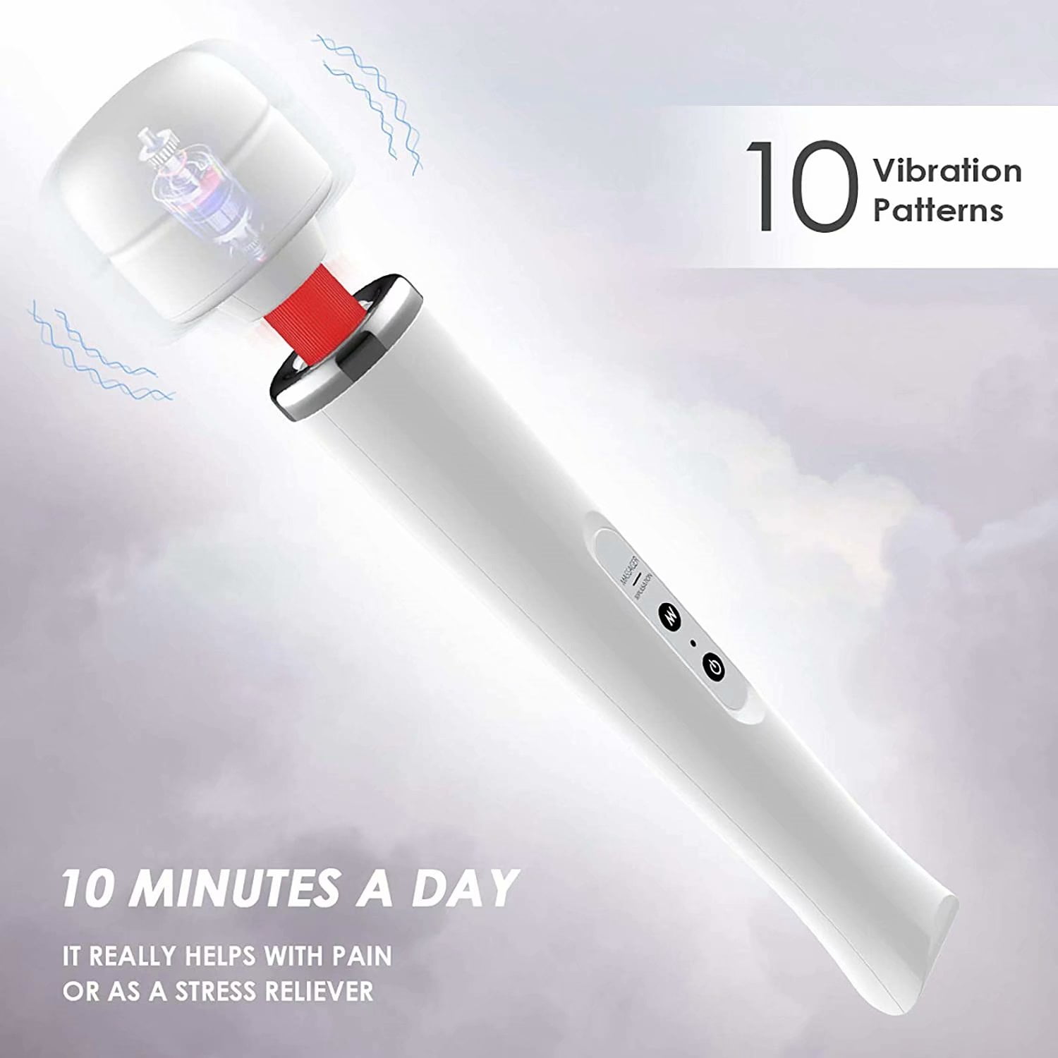Electric Handheld Massager Cordless Rechargeable Wand Massager for