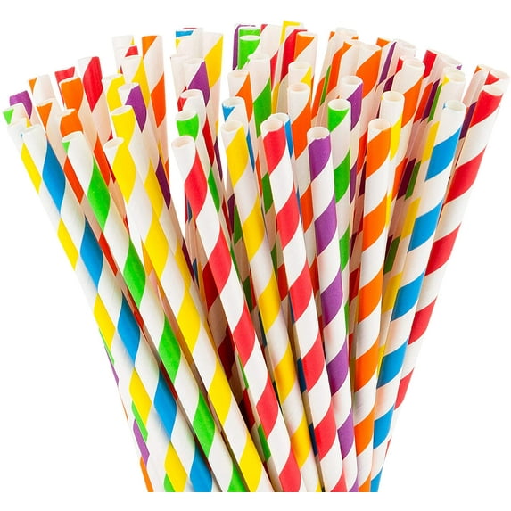 Artrylin Disposable Paper Drinking Straws, Disposable Colored Paper Straws 100pcs Assorted Colors 100% Biodegradable