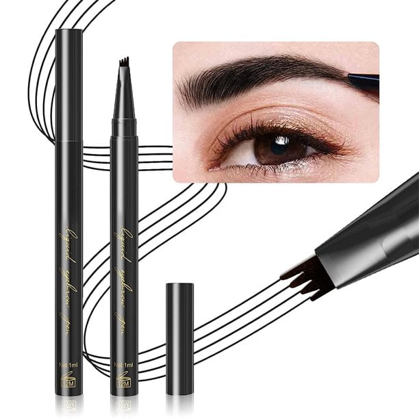 Artrylin Eyebrow Pen, Black Microblading Eye Pencil With 4 Micro-fork 