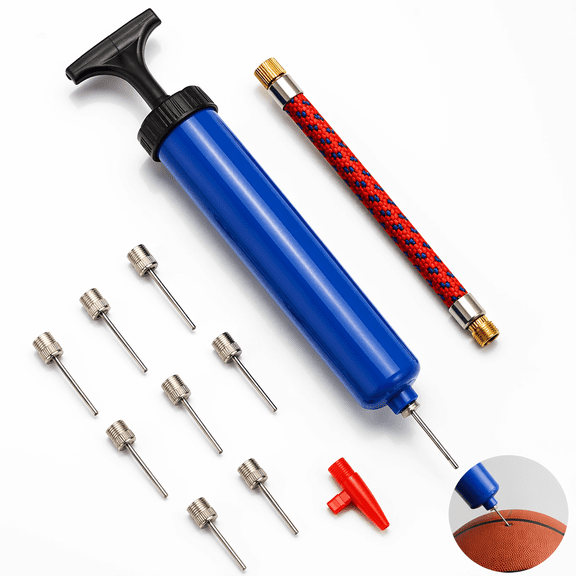 Artrylin Hand Air Ball Pump Kit, Portable Inflation Balloons Pump with 7 Pcs Needles and 1 Pcs Valve Adapter 1 Pcs Air Hose for Football Basketball Volleyball Rugby 8 inch