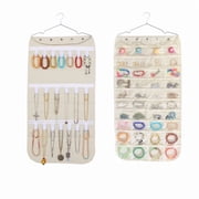 Artrylin Hanging Jewelry Organizer, Accessories Organizer, 59-Pocket Dual-sided Jewelry Storage for Earring Necklace Bracelet Ring and more,  Beige