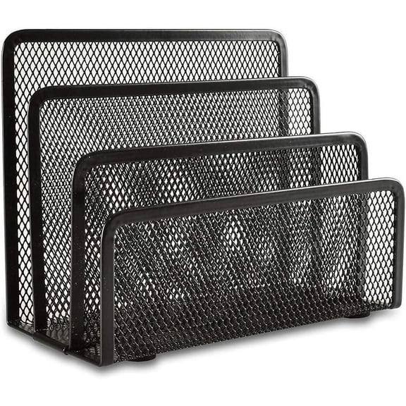 Artrylin Iron Mesh 5-Compartment Letter Size Desktop File Organizer, Black