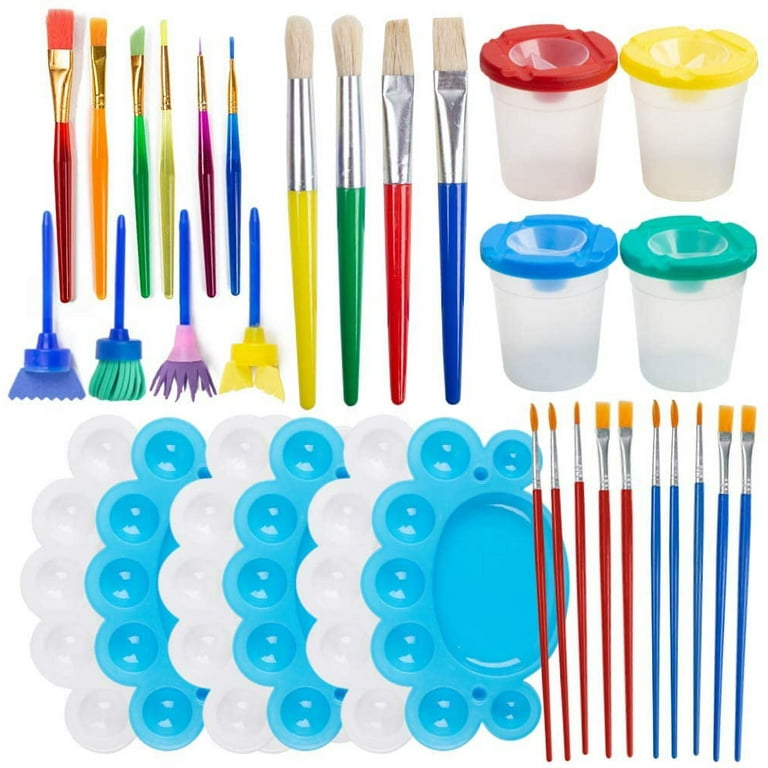 Artrylin Kindergarten Gifts,Color Painting Brush with Cup, Palettes,Paint  Sponges, 34Pcs, Art Suppliers for Kids