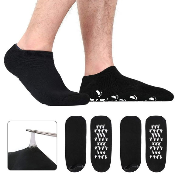 Artrylin Large Men's Moisturizing Gel Socks Men's Feet Care Ultimate Treatment for Dry Cracked Rough Skin on Feet Pack of 2 Pairs Black US Men 10-15