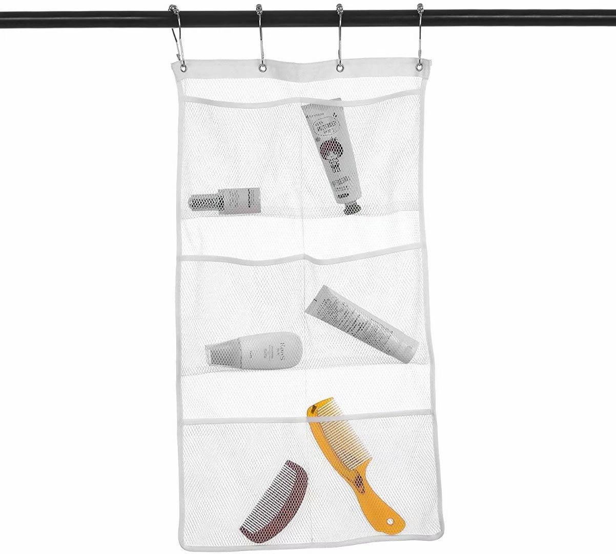Artrylin Mesh Shower Caddy Curtains Organizer - Hanging Bathroom Shower ...