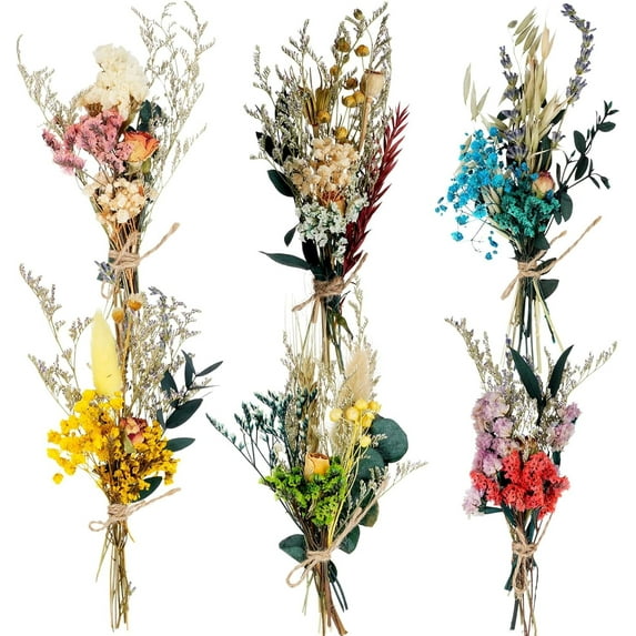 Artrylin Natural Dried Flower Bouquet Style B Wedding and Christmas Decor 6-Pieces