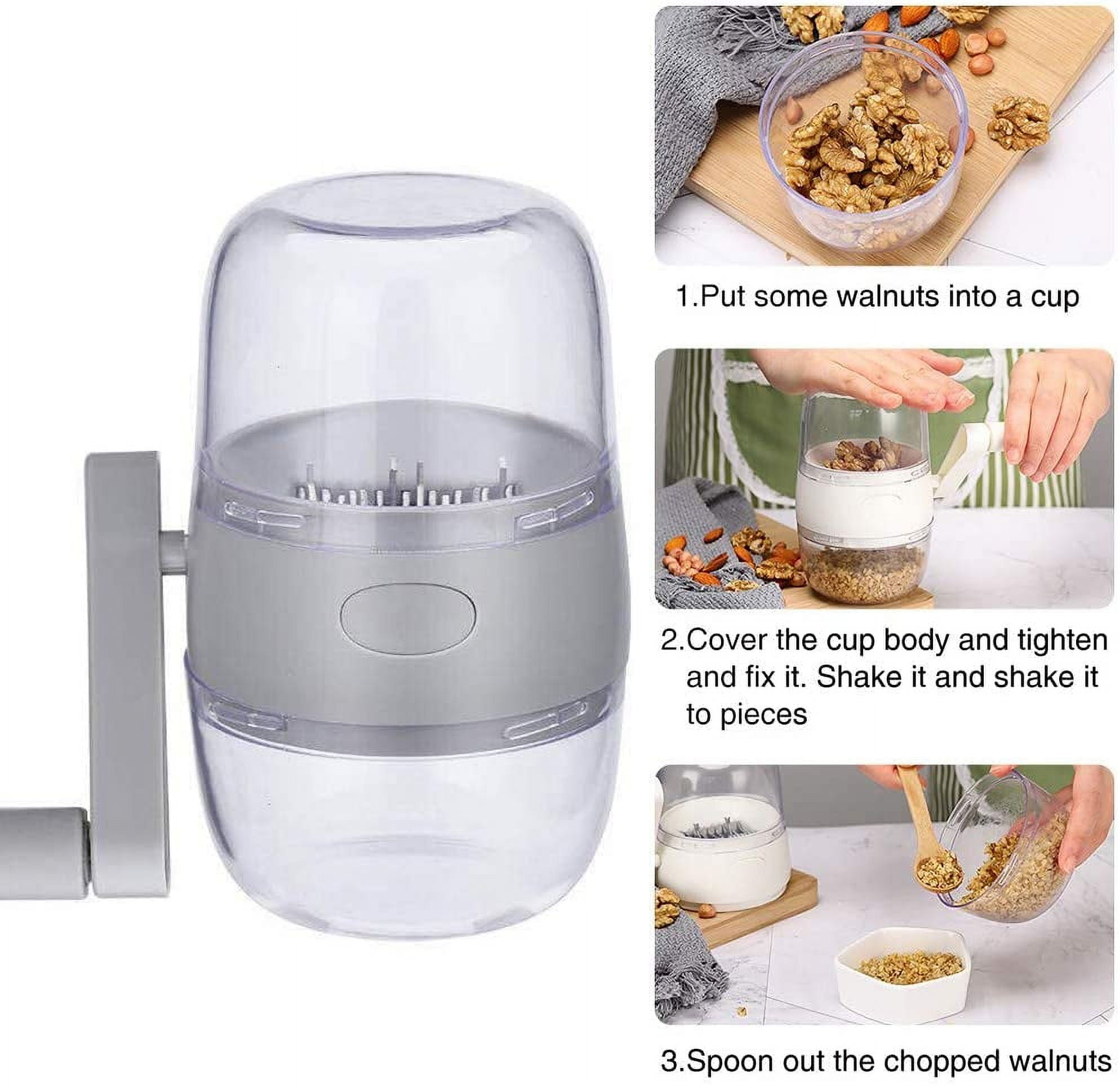 Artrylin Nut Chopper, Portable Manual Nut Grinder with Hand Crank For All  Nuts, Hand Held Food Shredder Cutter Mincer Blender Meat Grinder Kitchen  Tool for Making Toppings(Grey) 