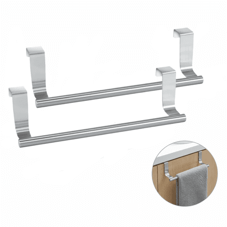 Artrylin Over The Door 9" Dish Towel Bar Rack Hanger Holder Stainless Steel with 22 Lbs Maximum Load - Installation on Any Bathroom and Kitchen,Silver
