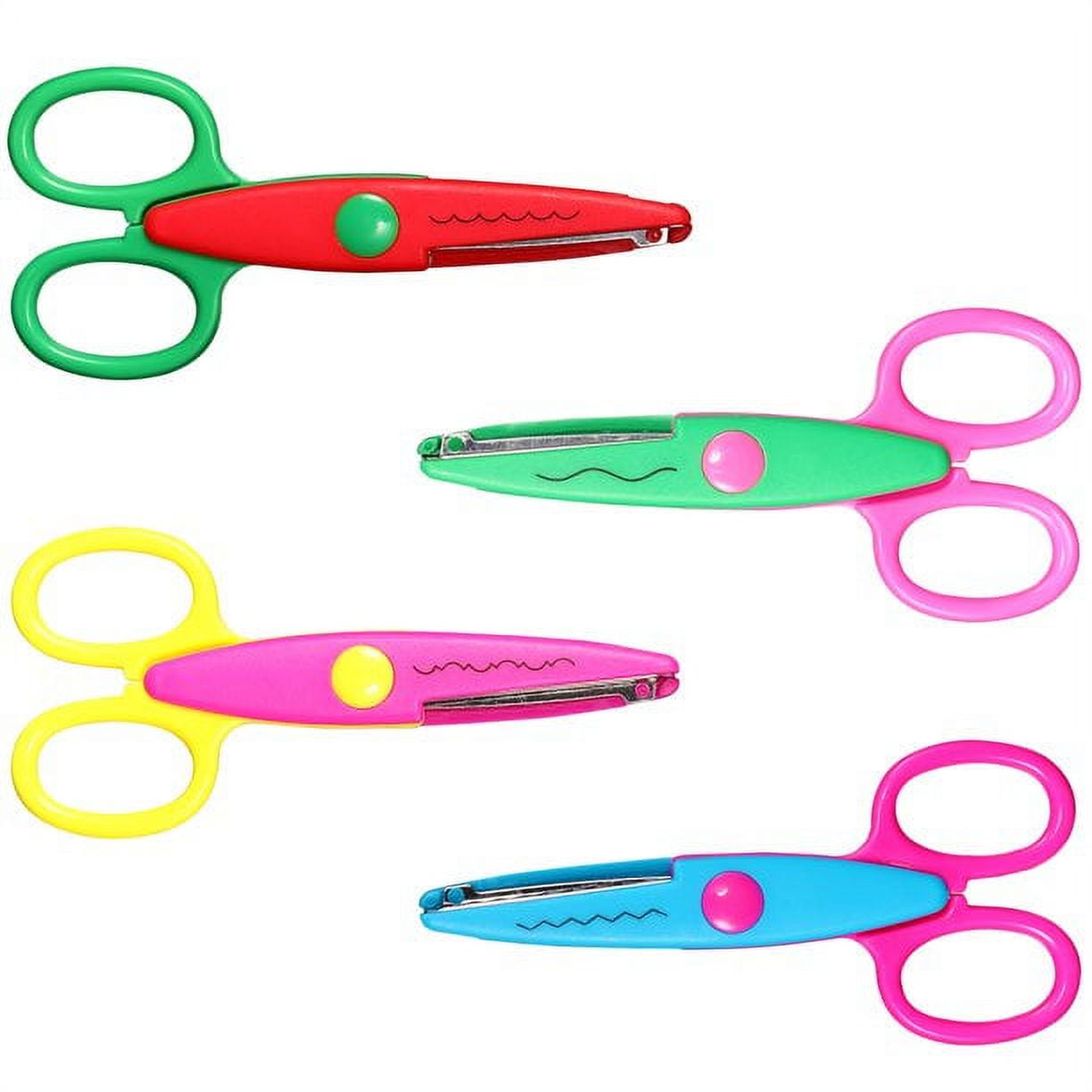 CRIBUN Artrylin Plastic Blunt Tip Craft Scissors, 4", Assorted Colors, 4 Count