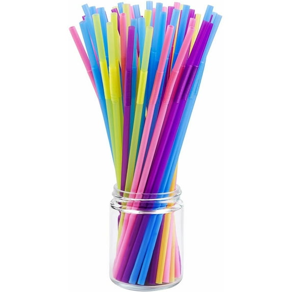 Artrylin Plastic Straws Disposable Drinking Straw Individually Wrapped 200-Pack Assorted Colors,BPA Free - Restaurant Style Disposable Straws, Bulk Set.