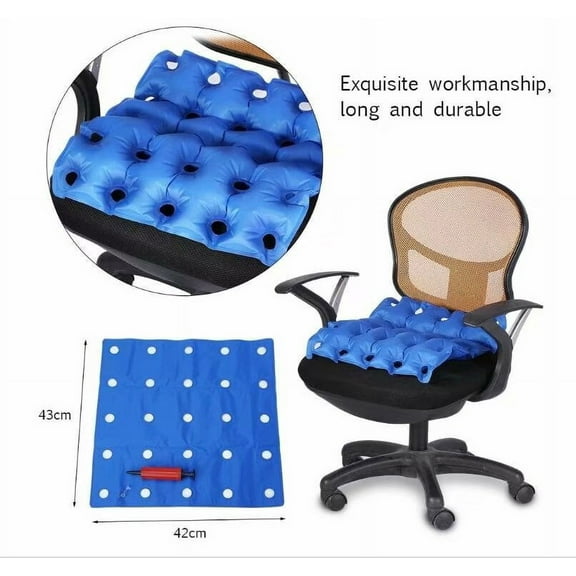 Cribun Premium Air Inflatable Seat Cushion - Comfortable Chair Cushion for Wheel Chair - Ideal for Prolonged Sitting - Ideal Seat Cushion for Daily Use (Blue)