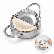 Artrylin Stainless Steel Dumpling Maker Press & Pastry Dough Cutter, Pie Crimper Mold for Wonton Ravioli Empanada Pierogi & Potstickers, Easy Manual Press Tool, 1-Pack, Silver