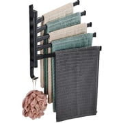 Artrylin Swivel Towel Rack, 12inch Towel Bar with Wall Mounted 180  Rotation, 5 Arms Towel Hanger, Space Saving for Kitchen, Bathroom, Outdoor, Matte Black Aluminum