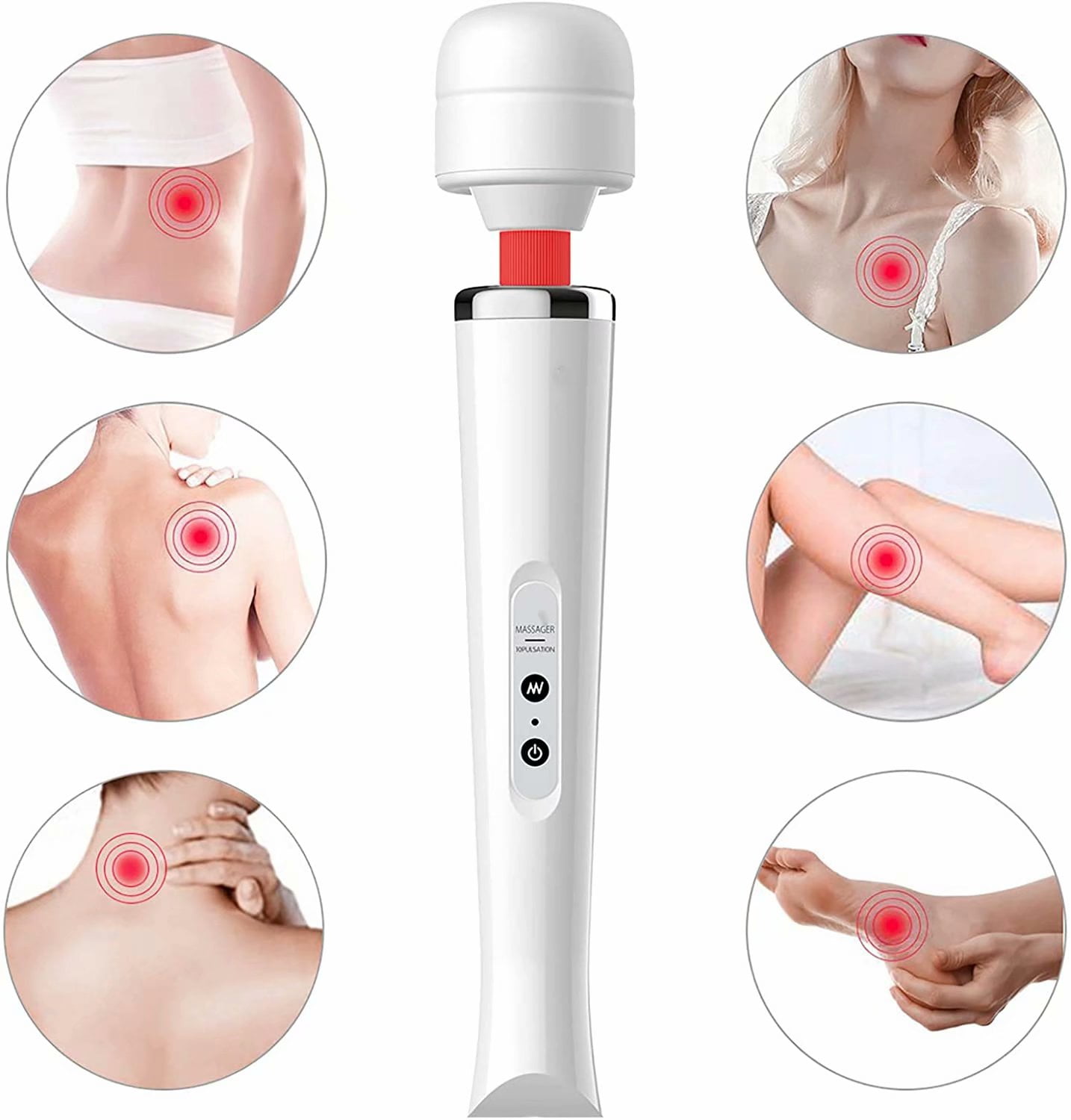 Artrylin Therapeutic Personal Massager USB Charging Cordless 10 Modes Suitable for Neck Back Leg and Other Relaxing Massage Quiet (White)