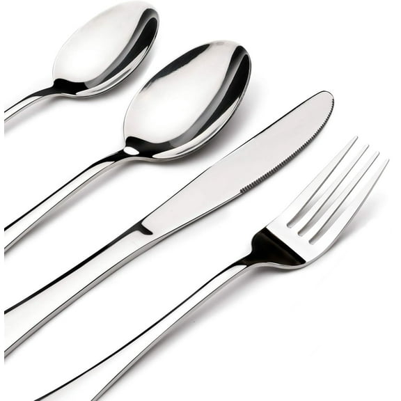 Artrylin Ware Set for 6 People,24 Piece Stainless Steel Steak Knives Spoon Forks Set for Home, Kitchen and Restaurant, Mirror Polished& Dishwasher Safe (Silver)