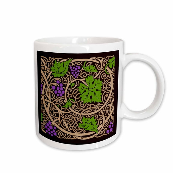 3drose, Arts and Crafts Style Grapes and Vine, 15oz Mug