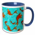 thumbnail image 1 of 3drose, Arts and Crafts Style Koi Fish in Water, 15oz Two-tone Blue Mug, 1 of 6