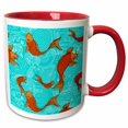 thumbnail image 1 of 3drose, Arts and Crafts Style Koi Fish in Water, 15oz Two-tone Red Mug, 1 of 6