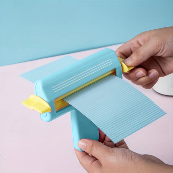 Arts Craft DIY Paper Crimper Machine Large Size for Scrapbooking and Shape Making - Paper Crimp Tool for Card Making and Decoration, 5.24x6.89 inch, Blue