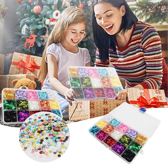 Arts Crafts DIY Toy Kit Clay Beads for Jewelry Making 5mm Fish Scale Sequin Craft Kit D Beads Material Set for Clothes Making DIY Kit,7.48x5.2 inch,White