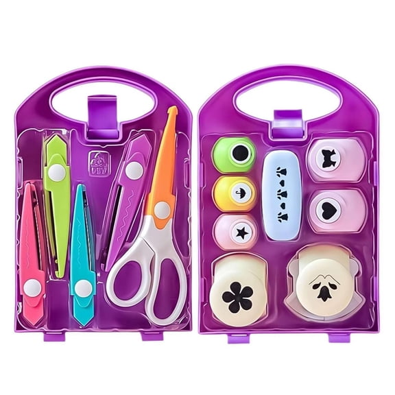 Arts & Crafts DIY Toy Set for Kids Puncher Craft Kit with Shape Cutters - Leaf Star Heart Flower Punch for Craft Projects