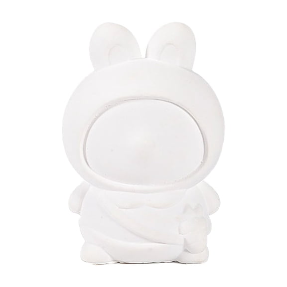 Arts & Crafts DIY Toys Figurines Set for Kids Unpainted Ceramic Bunny Dolls with 12 Pigments 2 Brushes and Mixing Plate for Painting