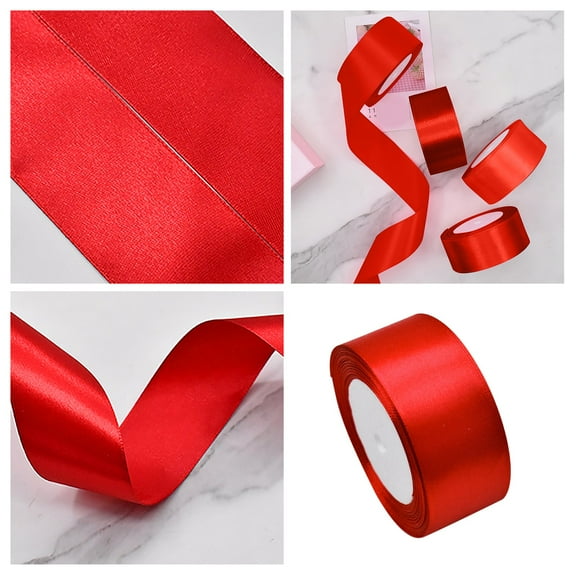 Arts & Crafts DIY Toys Red Ribbon Satin Craft Ribbon for Wrapping Wedding Bow Making and Decorating 9 Inch 25 Yard Polyester Ribbon