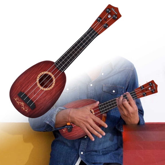 Arts Crafts DIY Toys Ukulele 4 String Design Musical Instrument for Beginners Early Education Play, 14.56x4.52x1.57 inch, Brown