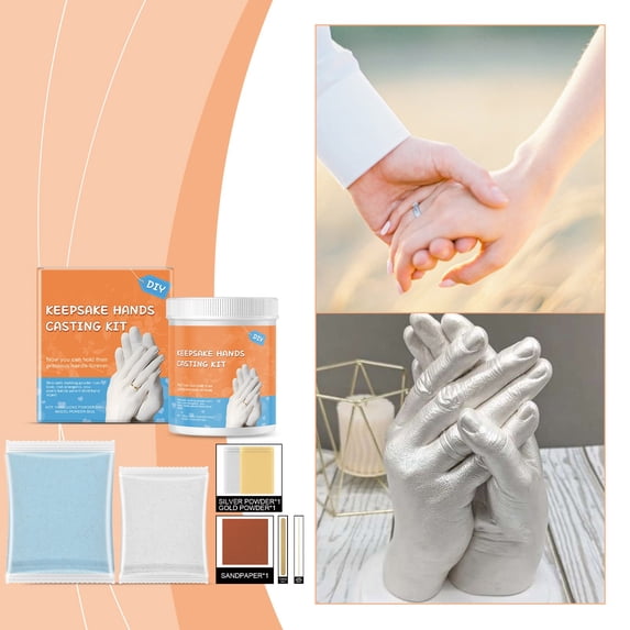 Keepsake Hands Casting Kit DIY Memory Craft Kit for Family Couples Baby Handprint Footprint Art Sculpture Making