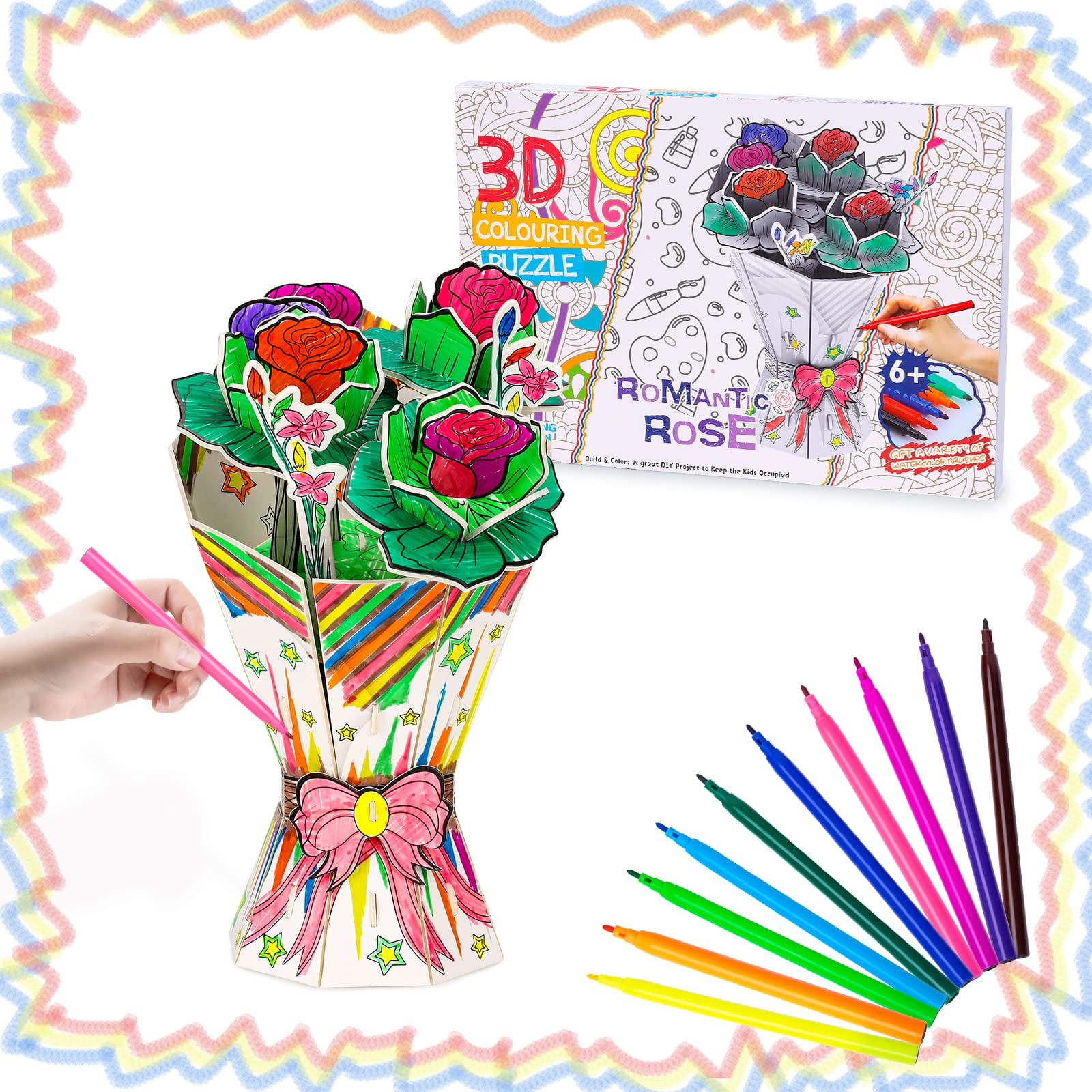 SUNNYPIG Craft Kit 3D Painting Coloring Puzzle Set for 5 6 7 8