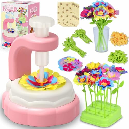 Arts Crafts For Kids Ages 4-8：Flower Press Kit - Creative Craft Diy Fabric Flower Bouquets Toys - 4 5 6 7 8 9 10 11 12 Year Old Girl Birthday Gift Ideas - Preschool Art Supplies Educational Games