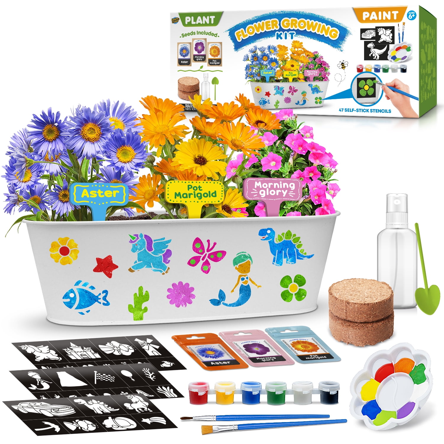 4 Set Paint & Plant Ceramic Flower Gardening Kit - Crafts for Girls Ages  8-12, Arts and Crafts for Kids Ages 8-12, Art Supplies for Kids, Toys  Birthday Gifts for Girls Boys